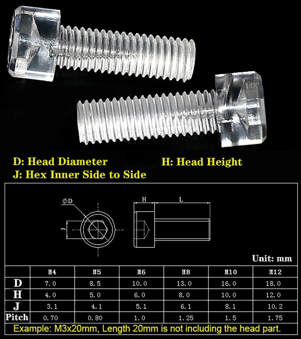 Tornillos Allen Transparentes, PVC